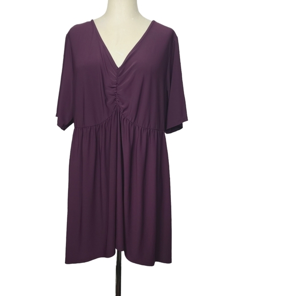 torrid Tops - Torrid V Neck Short Sleeves Purple Tunic 3X